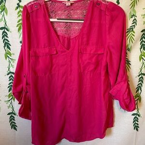 Size XL Hot Pink Candie’s 3/4 Sleeve Shirt B1